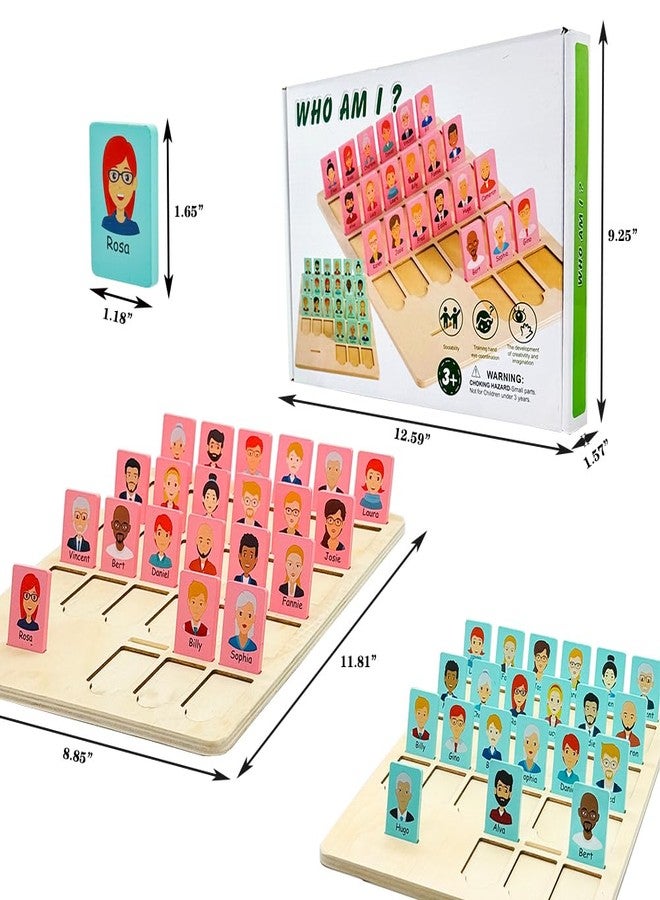 Linkyloop Guess Game Board Games Who Am I Wooden Board Game for Kids 3 4 5 6 7 8 Years Old Boys Girls Kids Operation for Family Night Memory Family Classic Board Games - Image 2